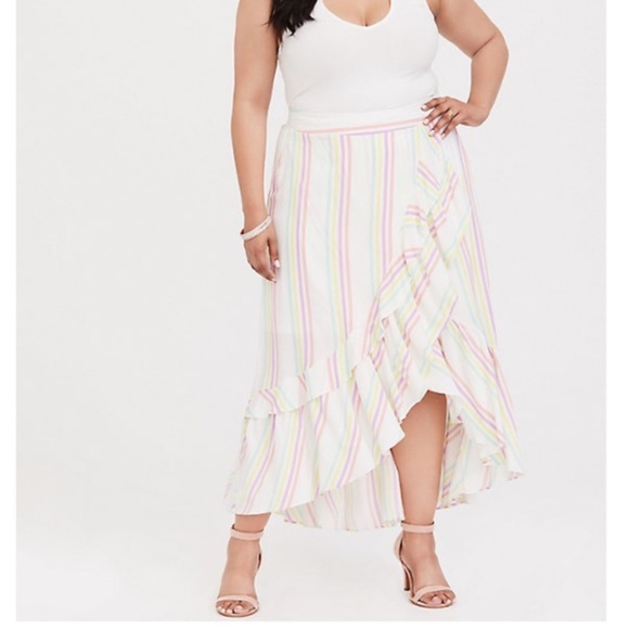 torrid Dresses & Skirts - Make Offer Torrid Striped Ruffled Maxi Skirt 1X